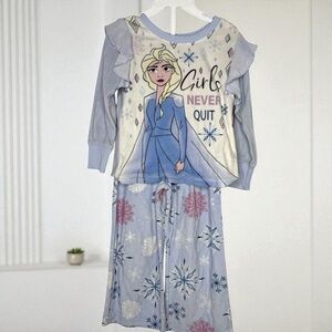 Disney Frozen Pajama Set Girls Blue and White